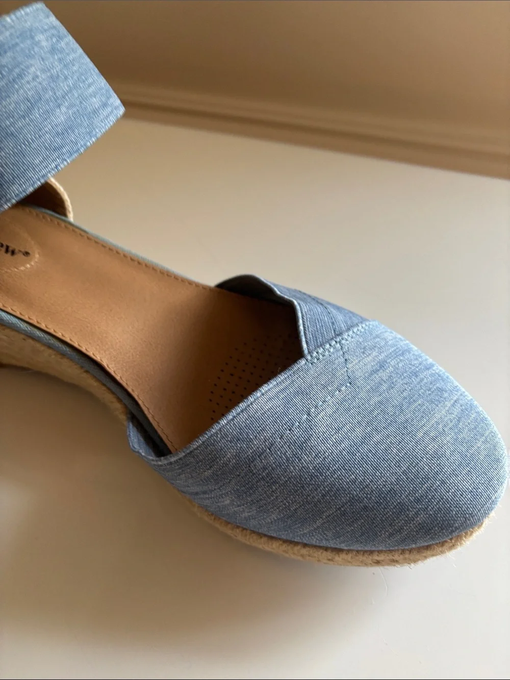 comfortview Chambray Blue Espadrille Wedge Sandals